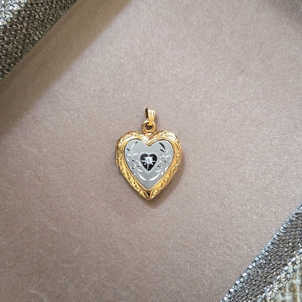 Vintage 14k Gold Two-Tone Heart Pendant